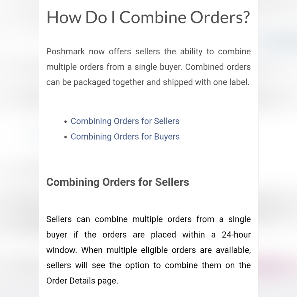 HOW TO COMBINE ORDERS Poshmark Order Instructions